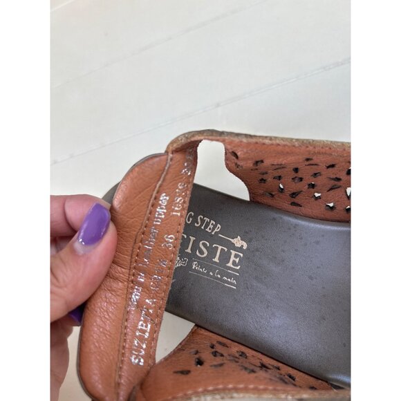 Spring Step L'Artiste Floral Low Boho Wedge Sandals Size 36 Leather Multicolor - Picture 7 of 10